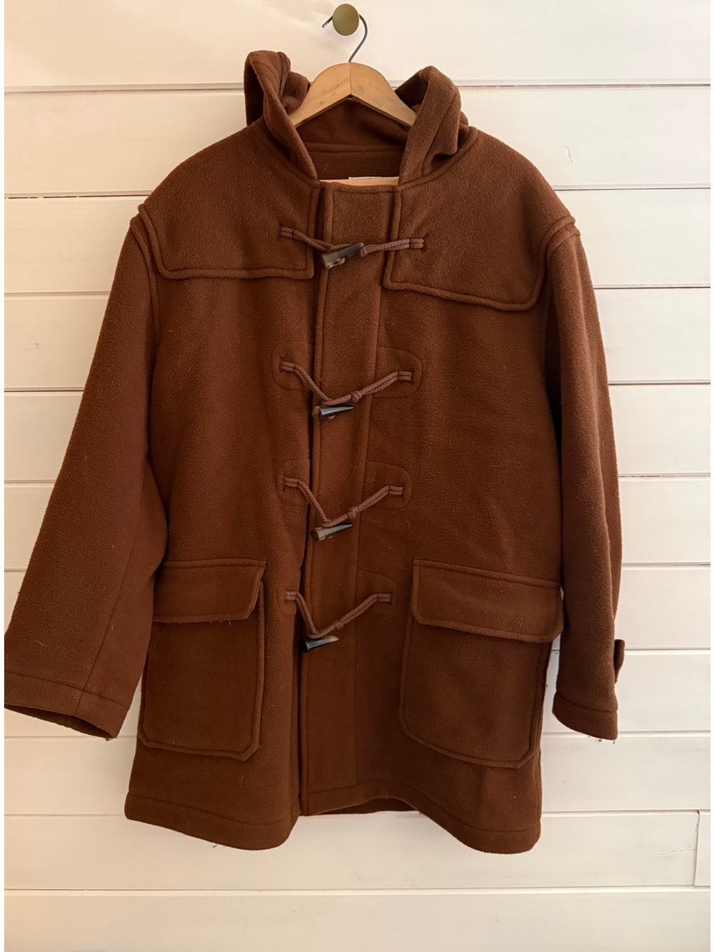 VTG United Colors Of Benetton Duffle Coat Men 42 Horn Toggle Button Wool Italy